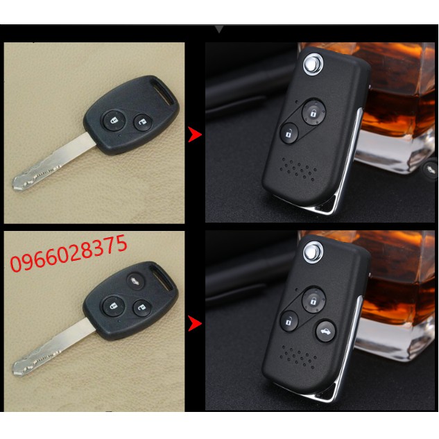 Vỏ độ chìa khóa Honda Civic 2 3 nút hàng chuẩn size