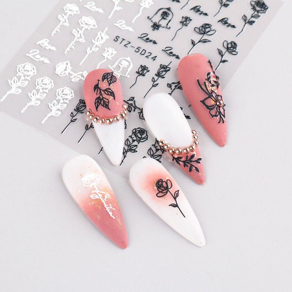 Miếng Dán Trang Trí Móng Tay Hình Hoa Xinh Xắn