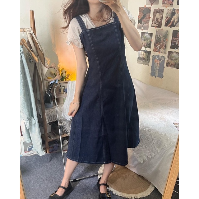 Yếm jean dáng xoè dài taobao order