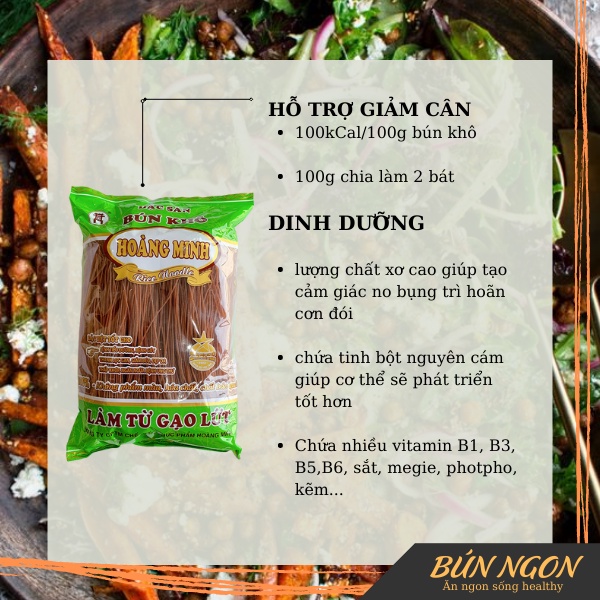 Bún Gạo Lứt ,Phở Gạo Lứt Hoàng Minh Ăn Kiêng Giảm Cân Eatclean 500g