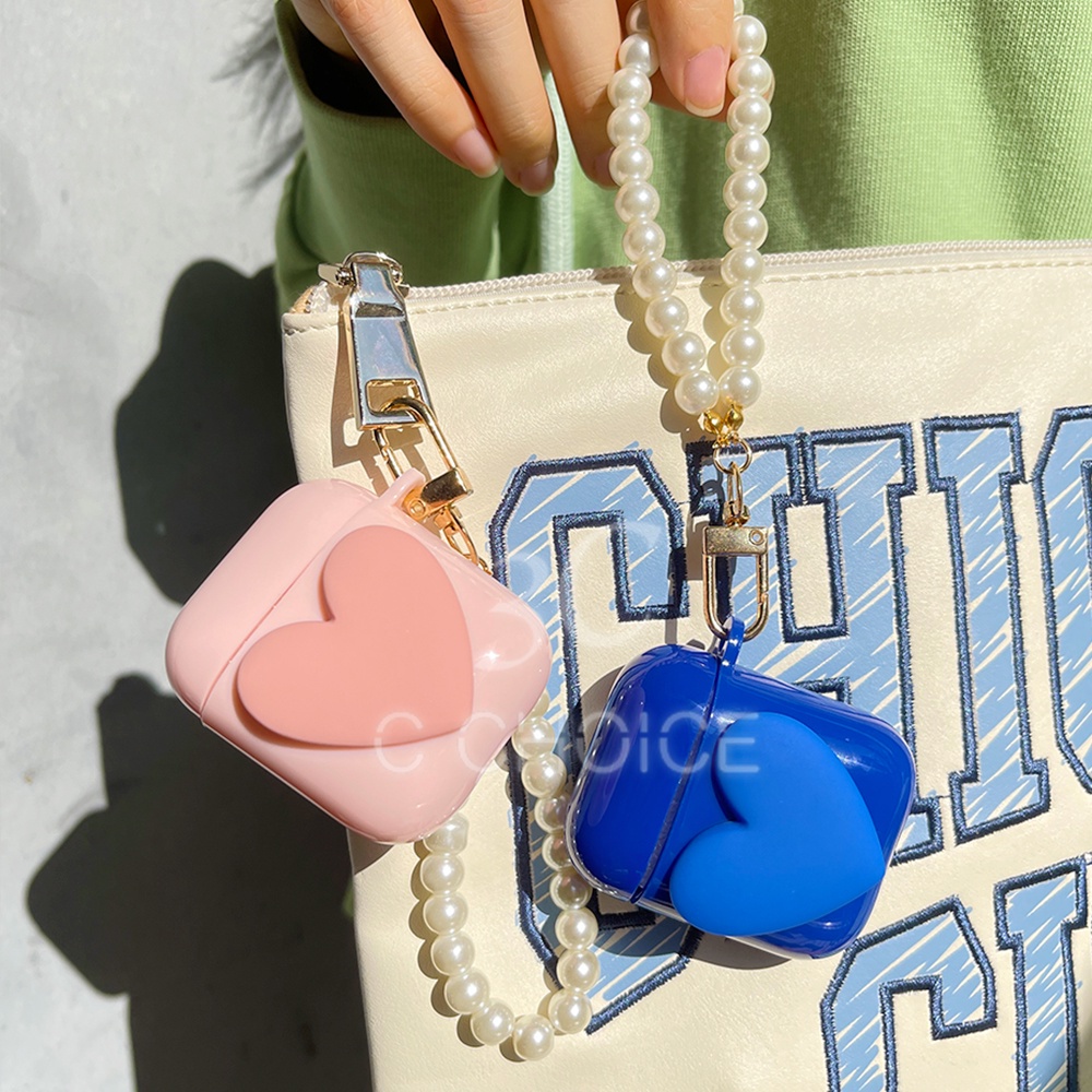 Vỏ bảo vệ hộp sạc tai nghe họa tiết trái tim phong cách Hàn Quốc dễ thương cho compatible for airpods 2 / pro / 3