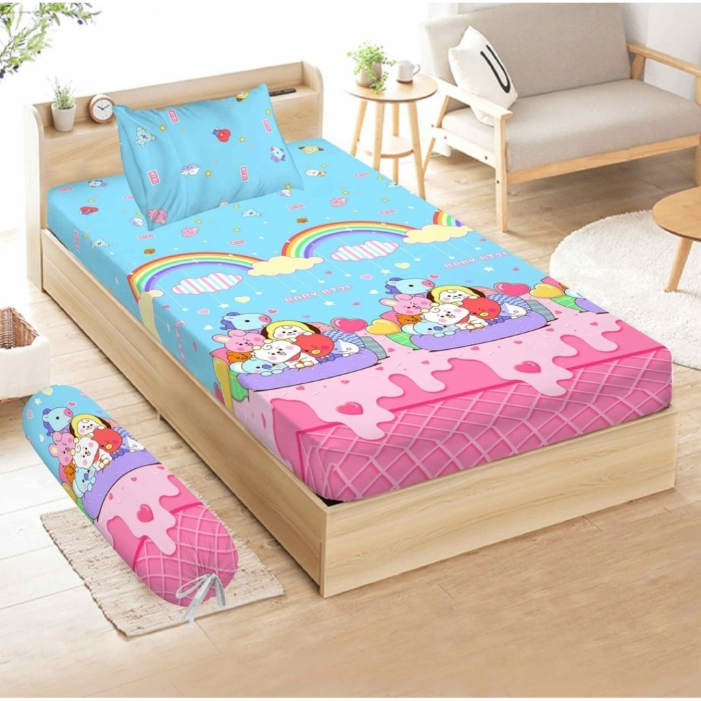 Ga Trải Giường 180x200 / 160x200 Họa Tiết Bts Chibi Xinh Xắn