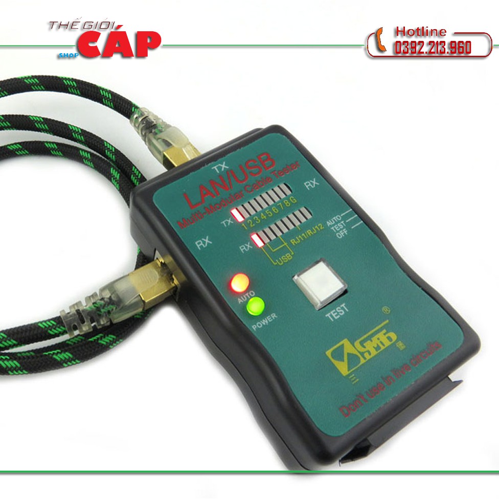 Thiết bị test cáp mạng, Hộp kiểm tra dây mạng đa năng CT-168 (RJ45-RJ11-USB)
