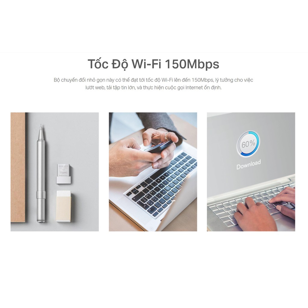 Bộ Thu Wifi Bằng USB Mercusys MW150US - Hàng Chính Hãng