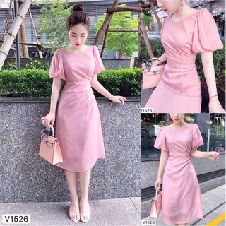 Đầm Váy hồng trơn V1526