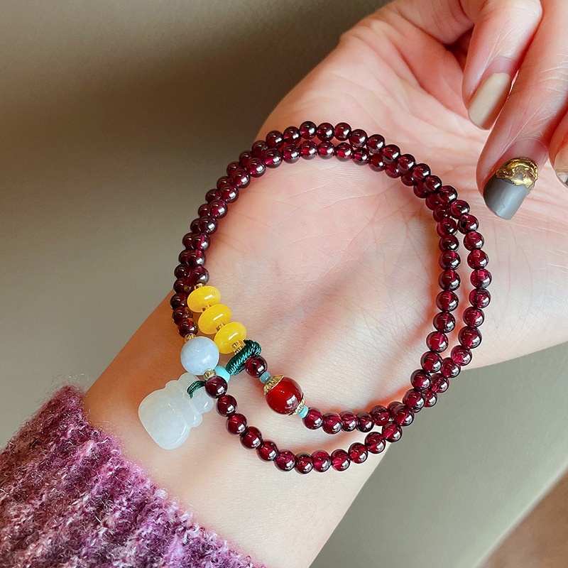 [Hàng Mới Về] Vòng Đeo Tay / Ví Có Khóa Treo Hai Vòng Tròn Đôi Phật Di Lặc Retro Mùa Hè Cho Nam Và Nữ