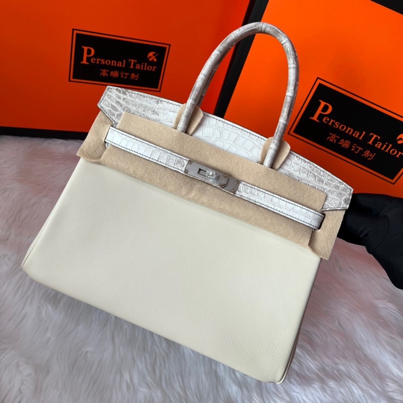 Túi xách nữ Hermes Birkin 30 da cá sấu cao cấp màu bạch tạng