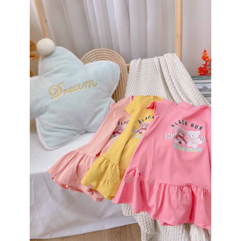 [MẪU MỚI] VÁY ĐUÔI CÁ BLACK BUN IN GẤU 3D SIÊU CƯNG CHẤT COTTON MỀM MÁT CHO BÉ 8-18KG. VIDEO THẬT. XƯỞNG MAY BIBO