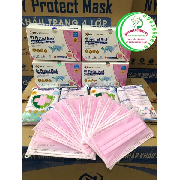 KHẨU TRANG Y TẾ 4 LỚP MÀU HỒNG NHƯ Ý