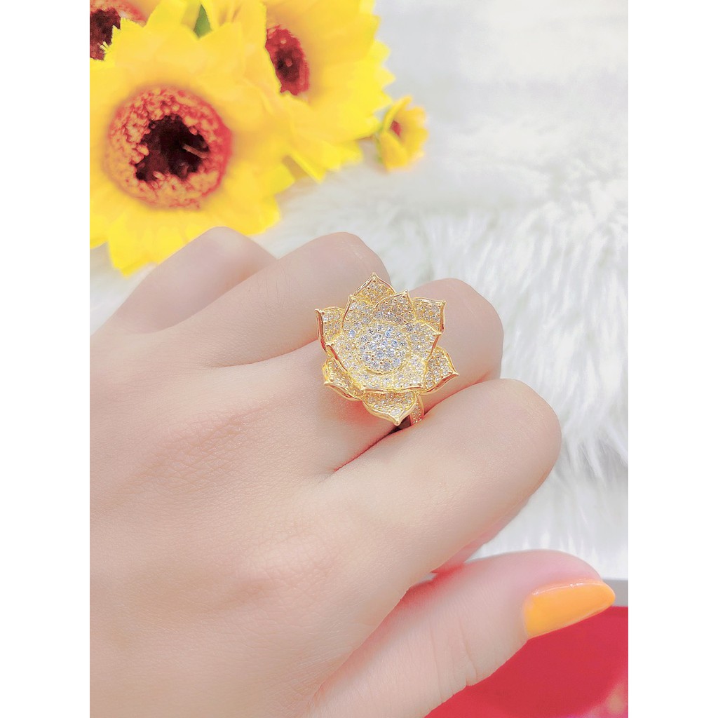 Nhẫn nữ UHA mạ vàng 18k đính đá CZ N554153-140 - Trang Sức UHA