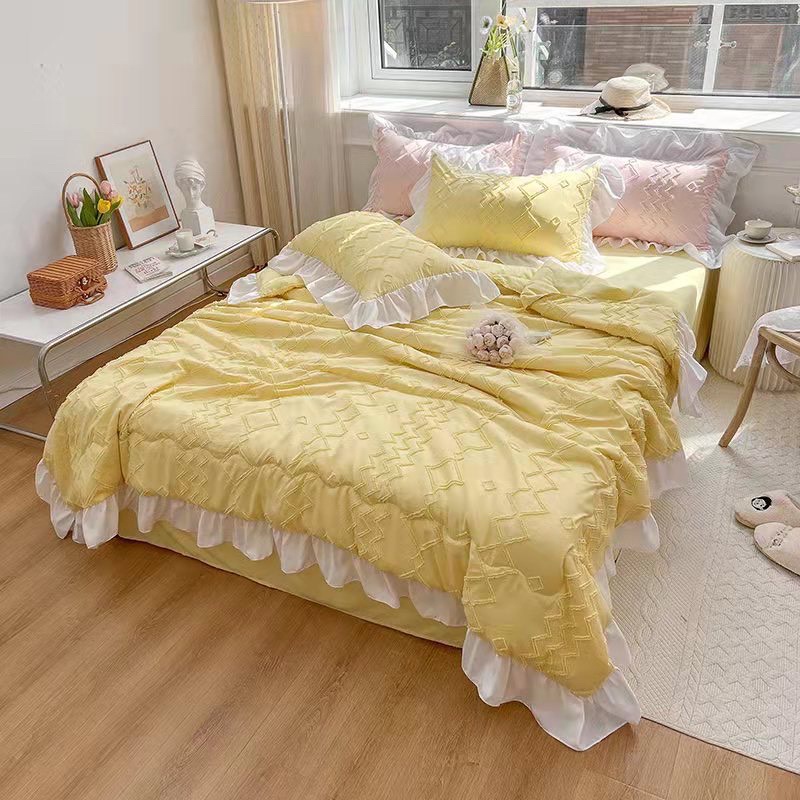 Bộ ga gối chăn trần hè cotton đũi bèo hàn quốc mới 2022 ,bộ 4 món đũi cotton chất liệu dầy dặn thoáng mát không phai mầu