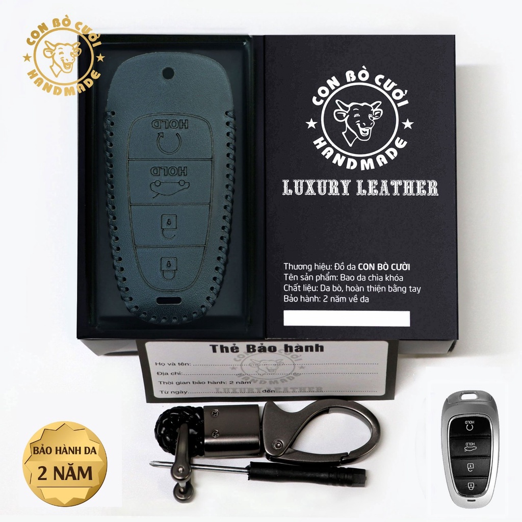 Bao Da Chìa Khóa Ô tô Hyundai Santafe 2021-2023, Tucson 2022 Da bò thật