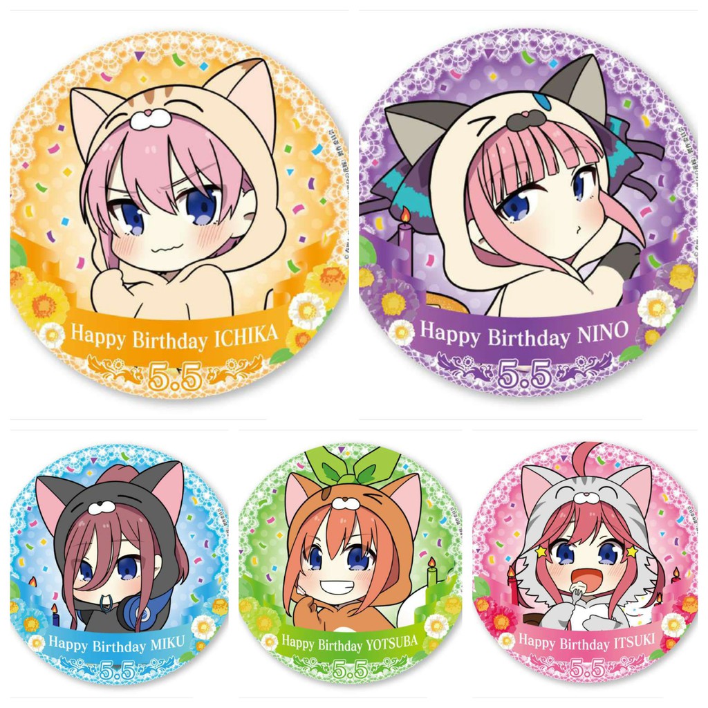 Huy hiệu cài áo IN HÌNH Gotoubun no Hanayome Nhà có 5 nàng dâu ver sinh nhật anime chibi dễ thương