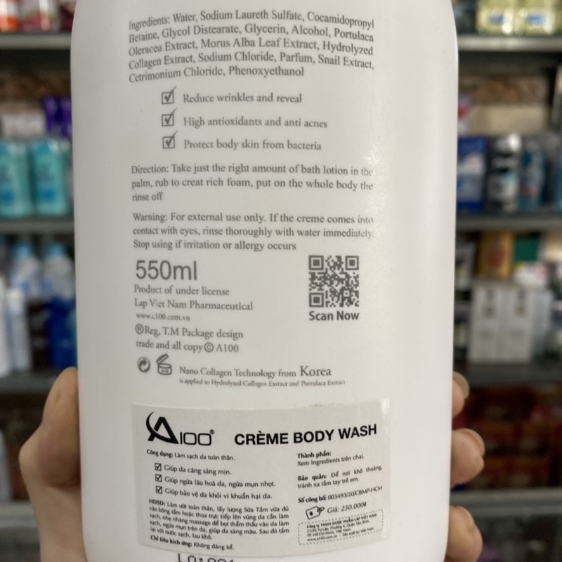 Sữa tắm A100 Creme Body Wash 550ml