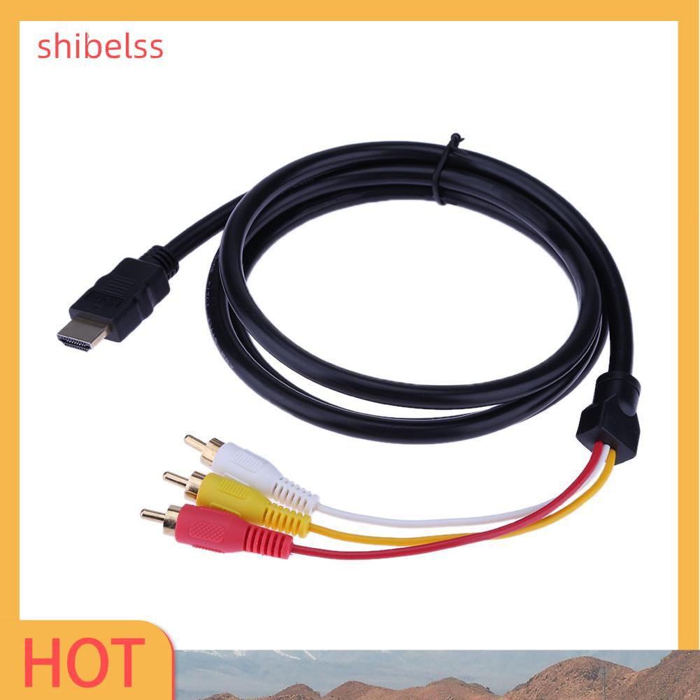 （ʚshibelss）1.5M HD HDMI To 3RCA AV Cable Gold-Plated Audio Cable for TV Set-Box