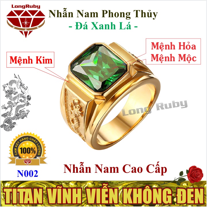 Nhẫn nam cao cấp Titan đá đỏ - N002