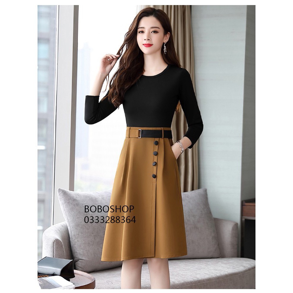 Chân Váy Nữ ❣️𝑭𝒓𝒆𝒆𝒔𝒉𝒊𝒑❣️ CHÂN VÁY XẾP LY PHỐI NÚT SILA - Hàng thiết kế phom chuẩn đẹp