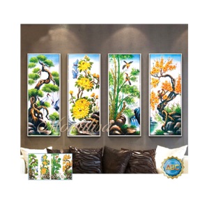 Tranh đính đá tứ quí 125x80cm