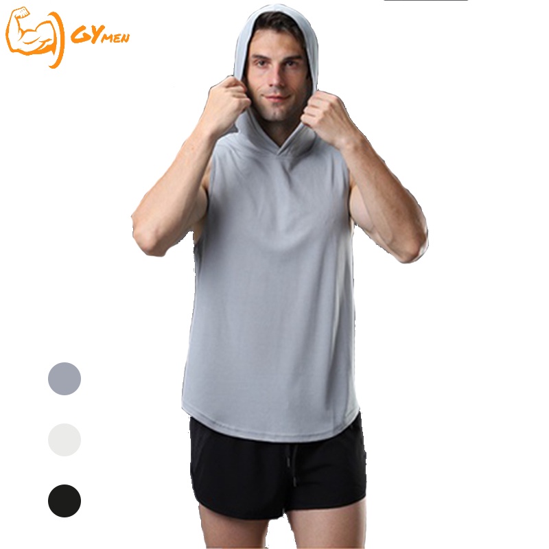 [ GYMEN ] Áo Phông Hoodie Áo Thun Ba Lỗ Phong Cách âu Mỹ Thể Thao Nam Có Nón Vải Thoáng Nhanh Khô Cao Cấp Big Size Co Giãn Trơn Nhiều Màu Chuẩn Form Chạy Bộ Chuyên Thể Dục Bóng Rổ Jogger