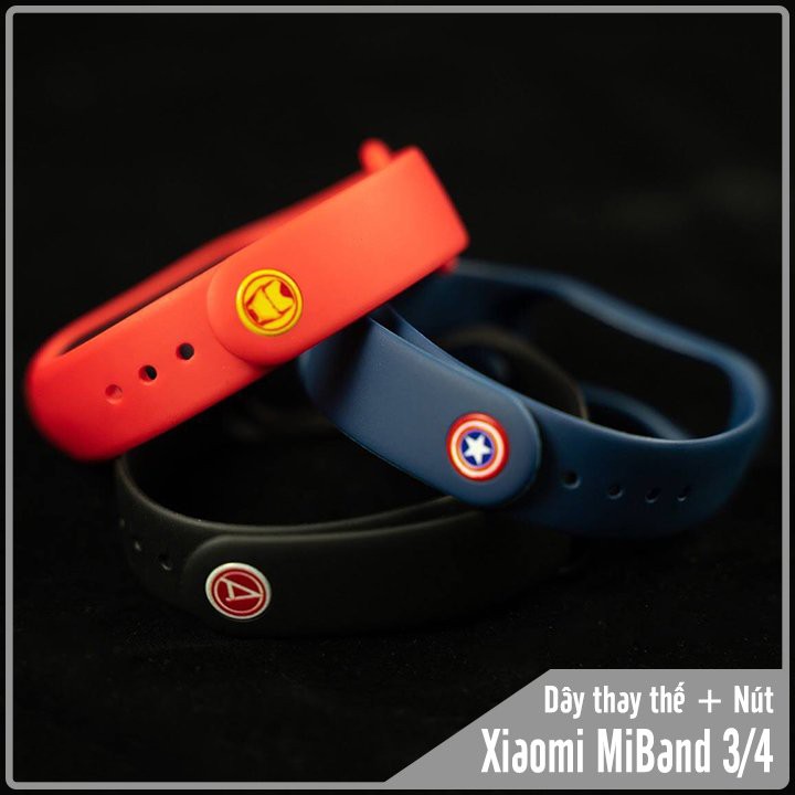 Vòng thay thế Xiaomi Miband 3 / 4 Vòng trơn + Nút hình Siêu anh hùng