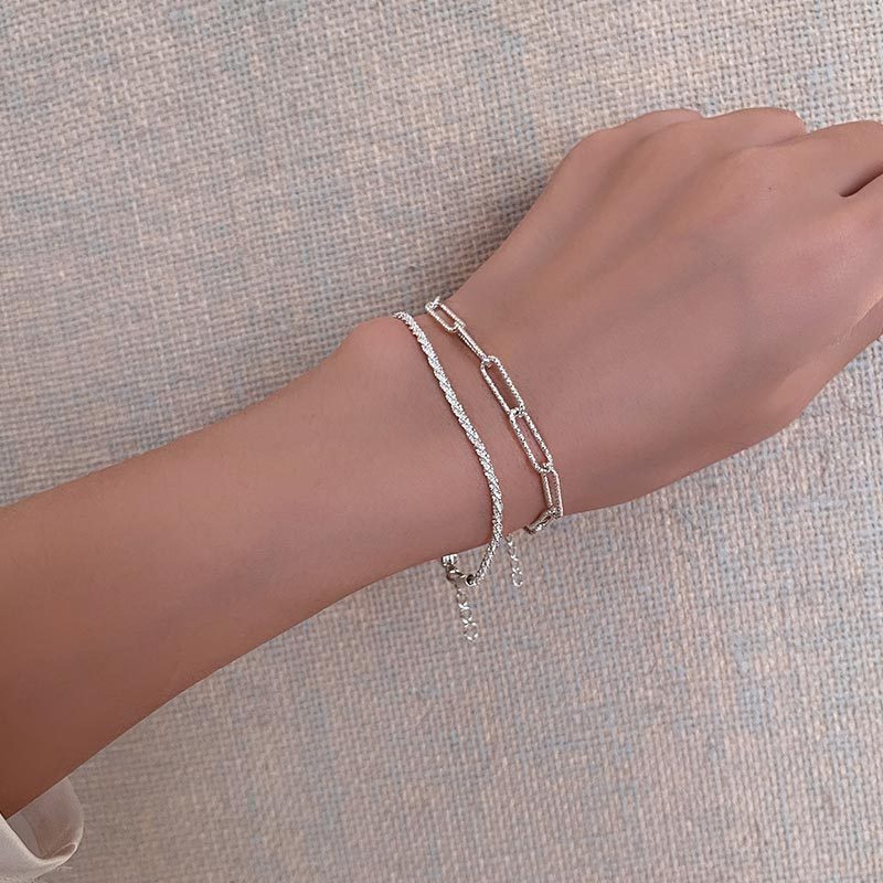 Vòng đeo tay bạc thiết kế đơn giản thời trang Hàn Quốc dành cho nữ