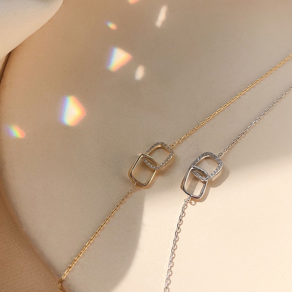 MXMUSTY Brithday Gift Clavicle Chains Elegant Pendants Choker Necklaces Women Minimalism|Color Rectangle Double Square Shiny Fine Jewelry/Multicolor