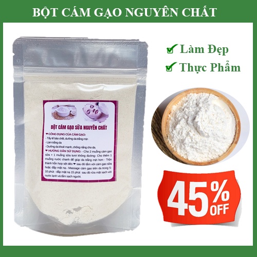 Bột Cám Gạo Nguyên Chất Đắp Mặt Nạ Dưỡng Da Trắng Mịn, 100g (Túi Zip)