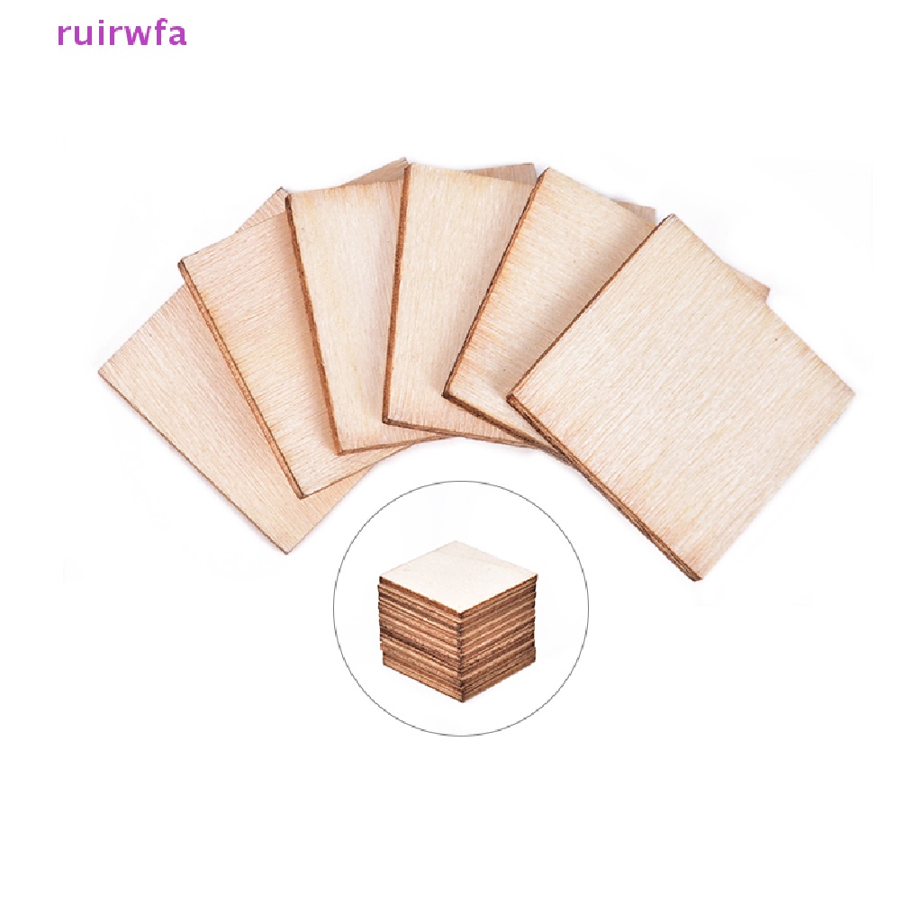 Set 100 Miếng Gỗ Trơn Hình Vuông Góc Tròn Dùng Để Làm Đồ Thủ Công Trang Trí Mới