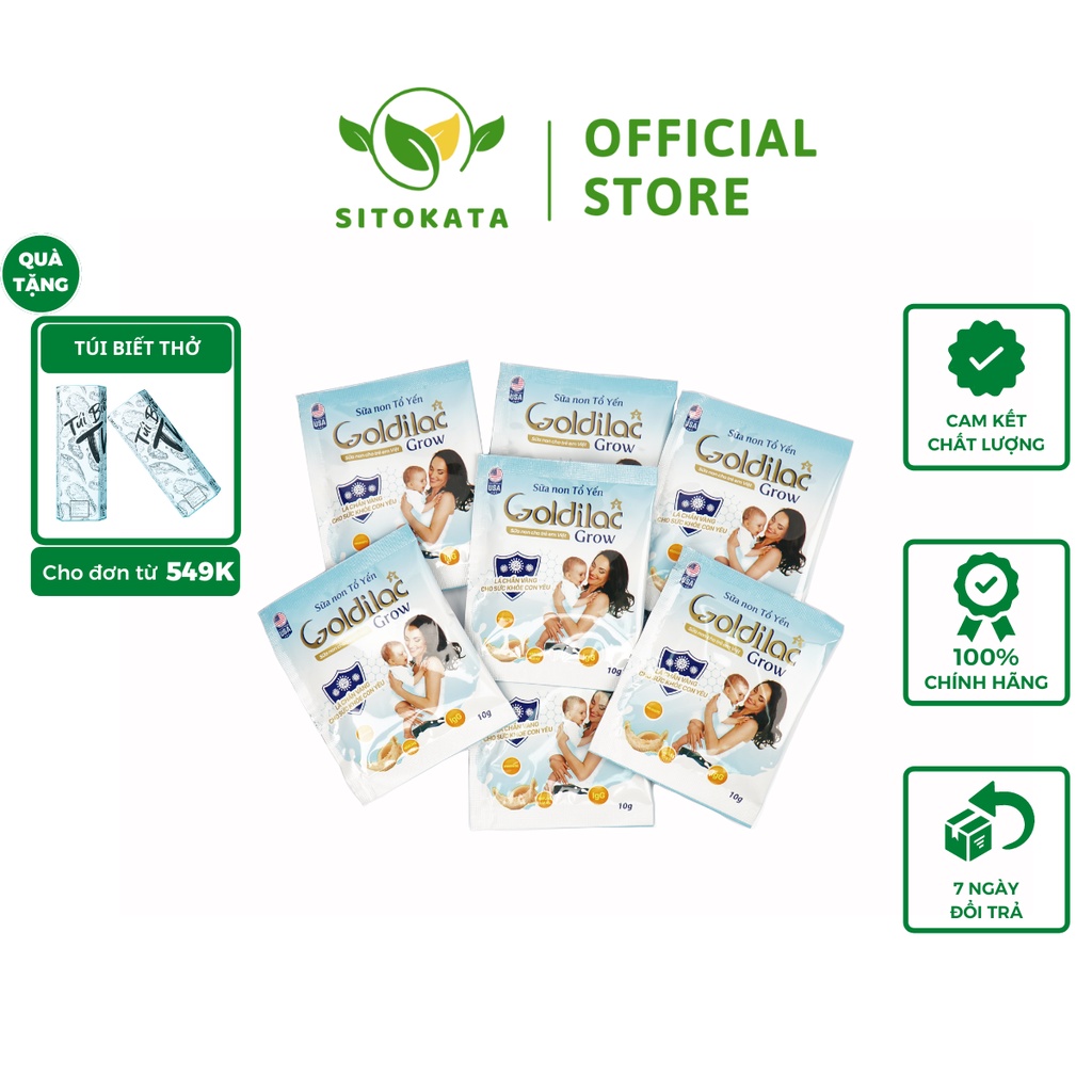 Sữa non tổ yến GOLDILAC GROW hộp 12 gói (14g/1 gói)