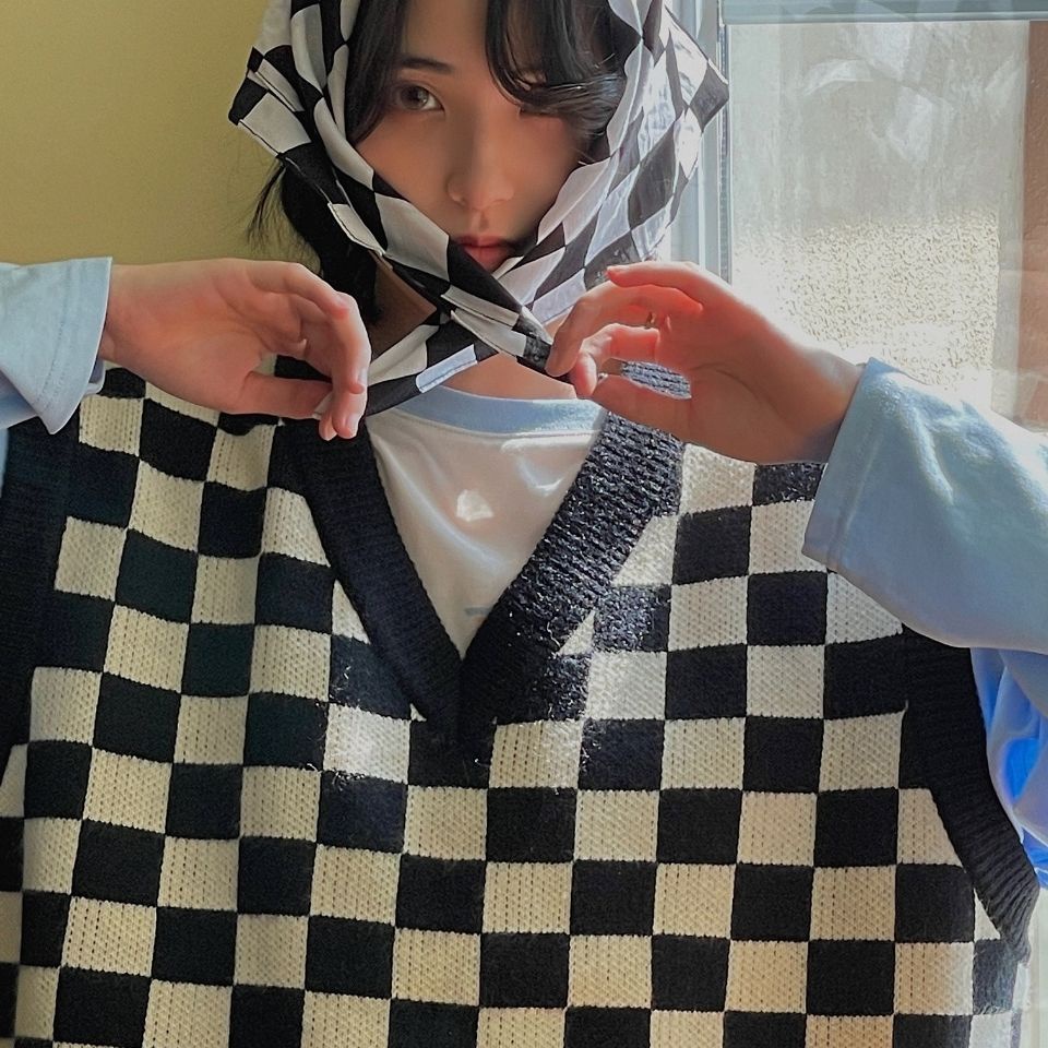 Áo khoác cardigan dệt kim dáng rộng kẻ sọc caro thời trang mùa xuân năm 2021 cho nữ