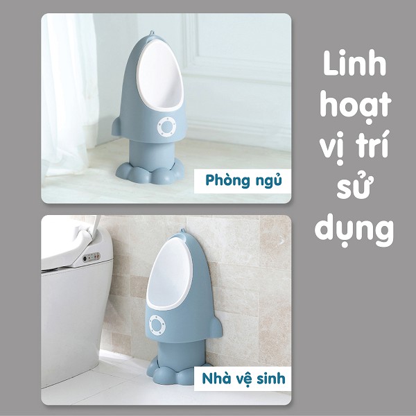 [Haobaby shop] Bô cho bé trai đi vệ sinh Holla - bô vệ sinh đứng, treo tường cho bé trai hình tên lửa