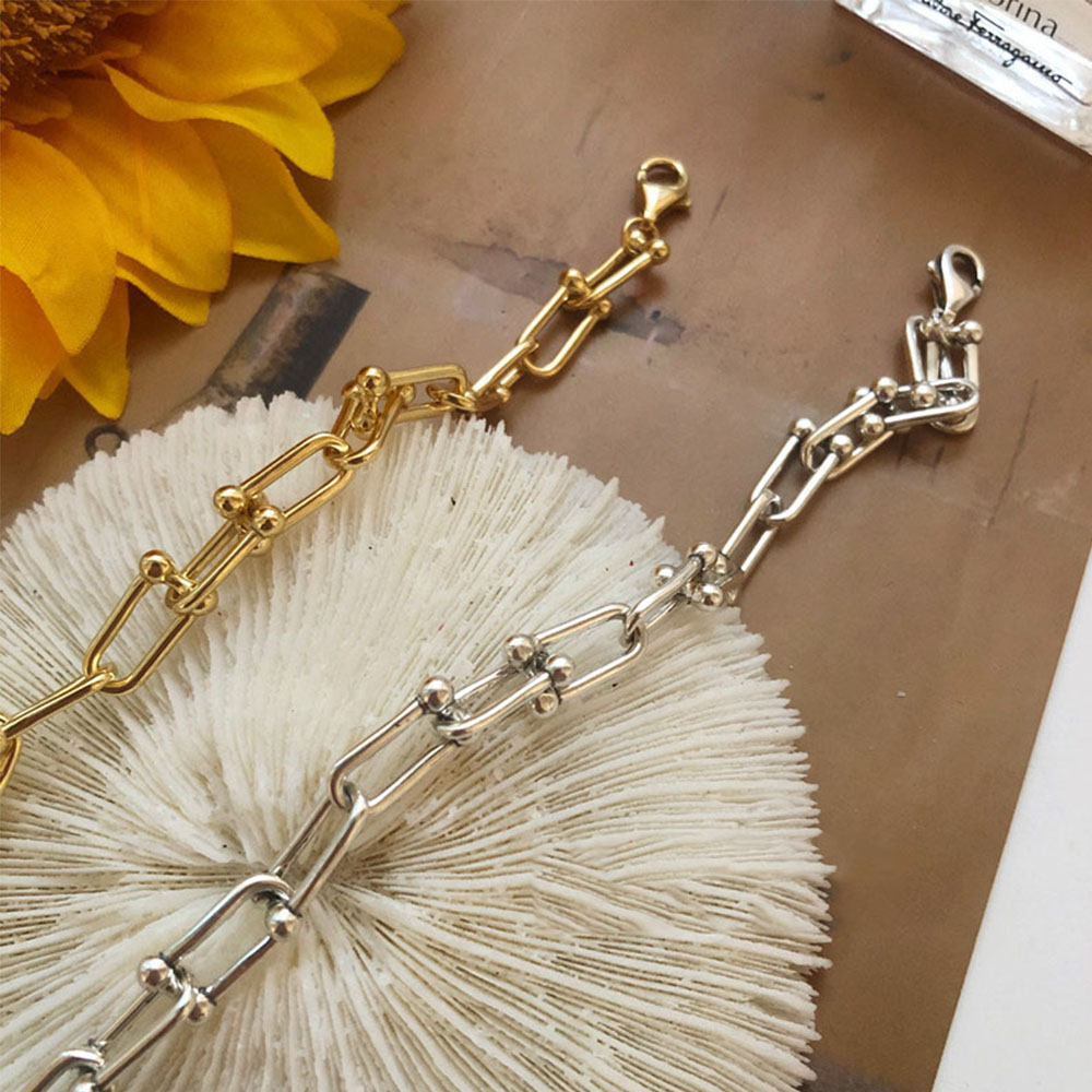 Vòng Tay Dây Xích Dày Hình Chữ U Phong Cách Hiphop Cho Cặp Đôi