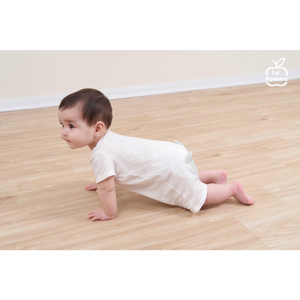 Bộ body La Pomme cộc tay chất vải cotton cao cấp thoáng mát thấm hút tốt thám hiểm gấu con cho bé trai bé gái 22002