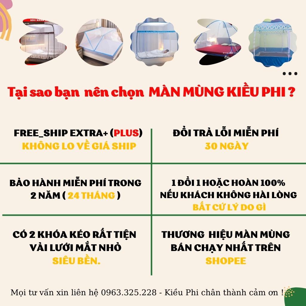 Màn chụp tự bung đỉnh vuông Kiều Phi - Mẫu mùng chụp tự bung người lớn chống muỗi gấp gọn tiện dụng