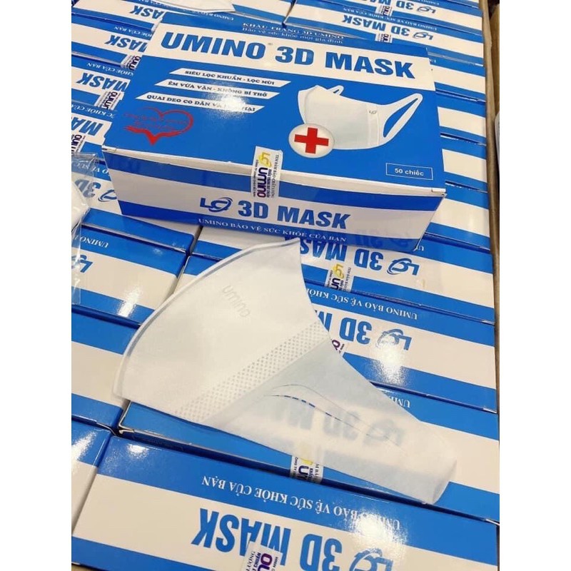 Hộp 50 Chiếc Khẩu Trang 3D MASK Chống Bụi PM 2.5  Kháng Khuẩn Umino công nghệ Nhật Bản
