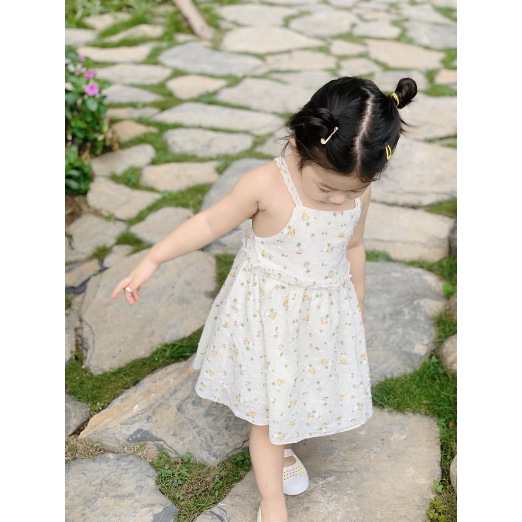 Váy cho bé gái HAPYKIDS 2 dây chất thô 2 lớp cho mùa hè mát mẻ, đầm cho bé từ 0-6 tuổi [V22.08]