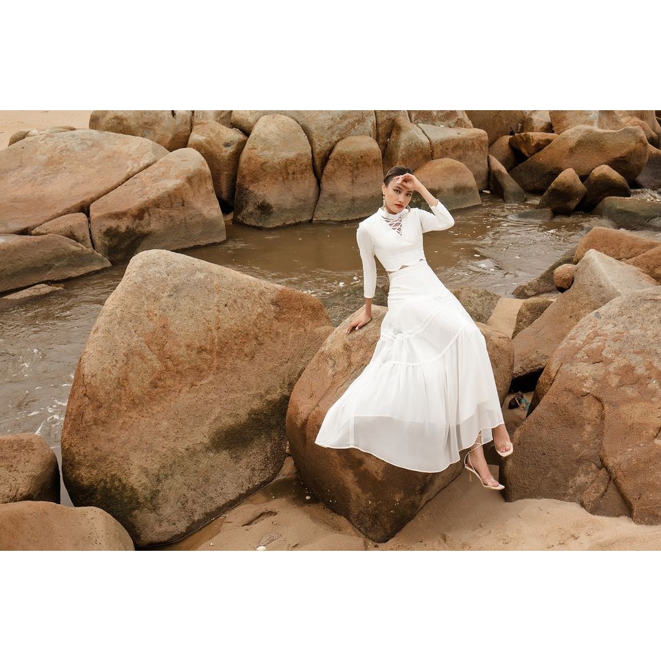 SÒ VINTAGE - MORIN Chân váy midi xô phói ren cách điệu | BigBuy360 - bigbuy360.vn