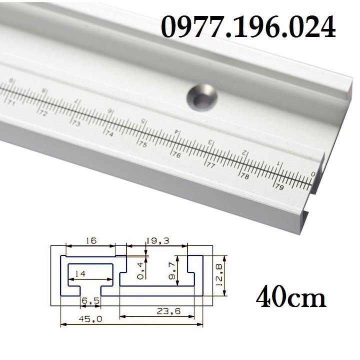 Thanh ray trượt bàn cưa in thước đo 40-60-80-100-120cm