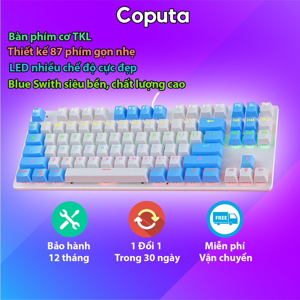 Bàn phím cơ Coputa Bàn phím máy tính chơi game văn phòng có dây K400 LED RGB