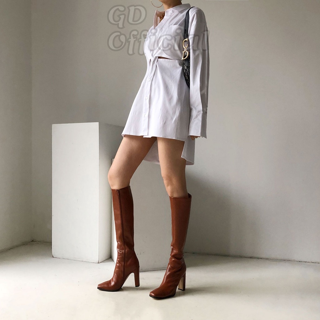 D9|Đầm váy sơ mi cổ vest polo tây âu công sở khoác nữ thắt buộc eo ngắn dài tay dáng rộng thụng suông GD Official