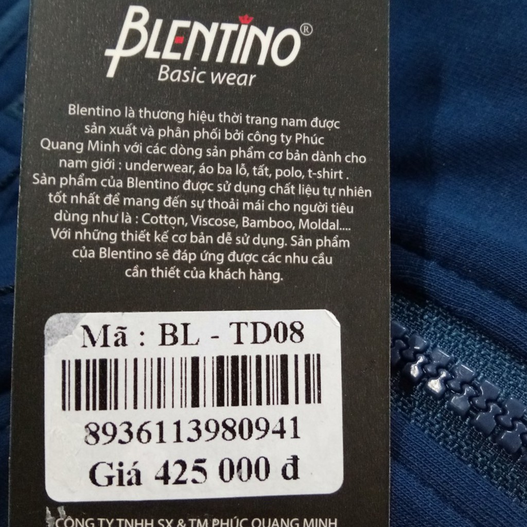 [Mã FAMALLT5 giảm 15% đơn 150K] Blentino Áo khoác Nỉ có khóa kéo Nam BL-TD08 | BigBuy360 - bigbuy360.vn