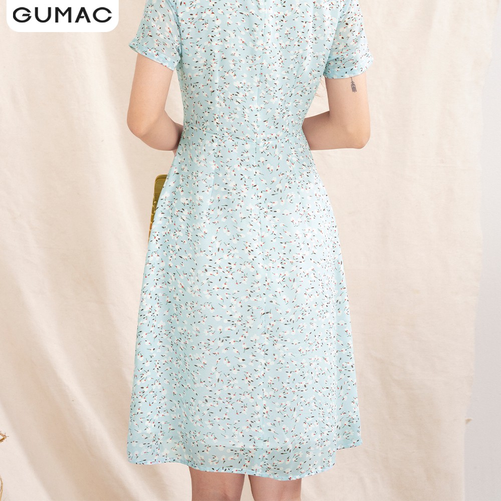 [Mã MABR07062 giảm 8% tối đa 50K đơn từ 249K] Đầm xòe hoa nhí cổ V nút gỗ GUMAC DA1096 | BigBuy360 - bigbuy360.vn