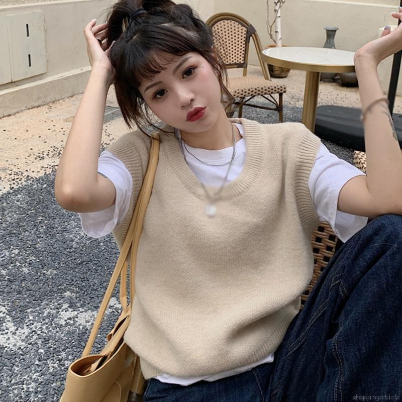 Áo Không Tay Dệt Kim Dáng Rộng Màu Trơn Thời Trang Cho Phụ Nữ | BigBuy360 - bigbuy360.vn