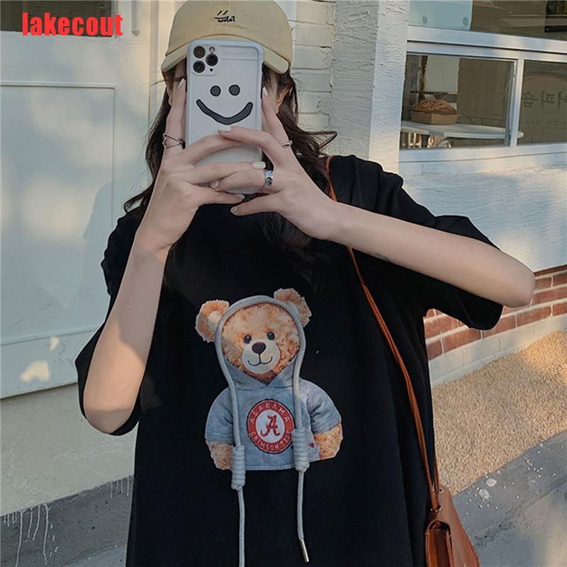 {lakecout}Women's T-shirt Street top printed women's T-shirt oversized loose T-shirt BZT