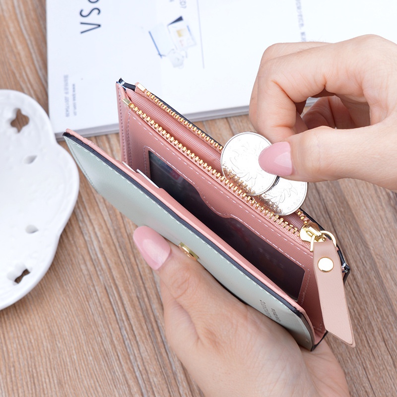 Ví nữ mini ví đựng thẻ dây rút khóa nhiều ngăn cao cấp