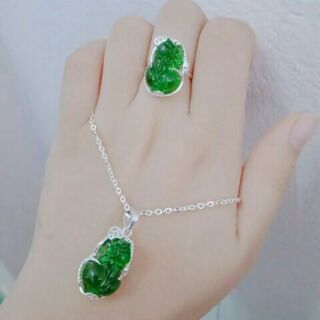 BỘ trang sức dây chuyền và nhẫn tỳ hưu