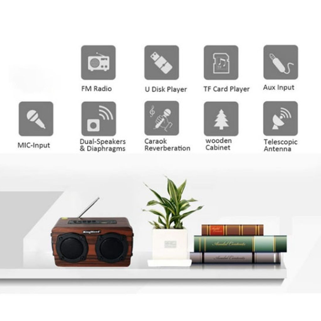 Loa Bluetooth không dây bằng gỗ âm thanh siêu trầm an toàn chất lượng cao