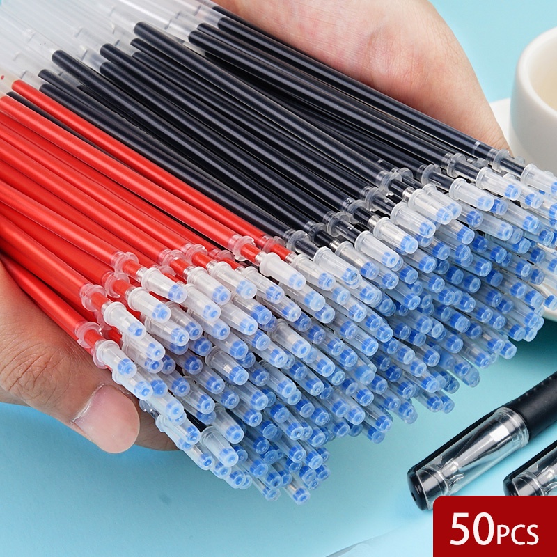 Set ruột bút gel ngòi 0.5mm màu đen, ruột bút, ruột bút gel/xanh dương/đỏ