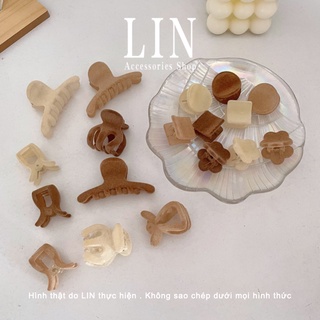Kẹp Tóc Kẹp Mái Kẹp Càng Cua Mini Màu Cafe LIN Nhiều Hình Dễ Thương