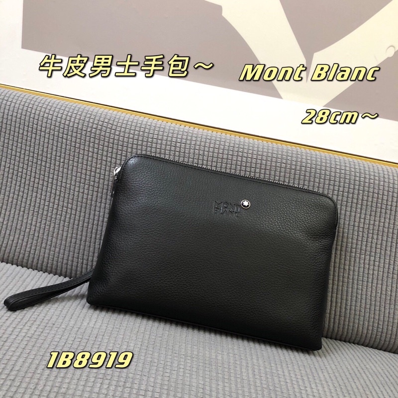 Clutch cao cấp thương hiệu Montblanc ví cầm tay nam da thật nhập khẩu màu đen trơn
